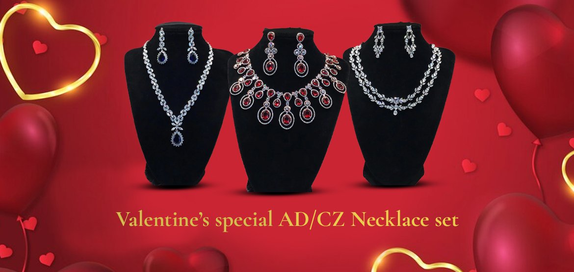 Explore the range of AD/CZ Necklace for Valentine’s Day