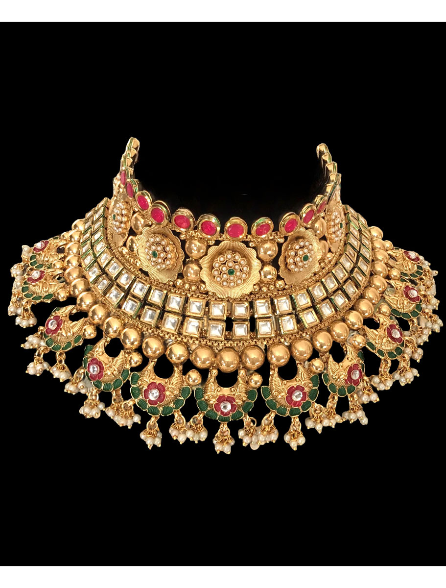 Real Kundan Semi Bridal Necklace Set with Maangtika