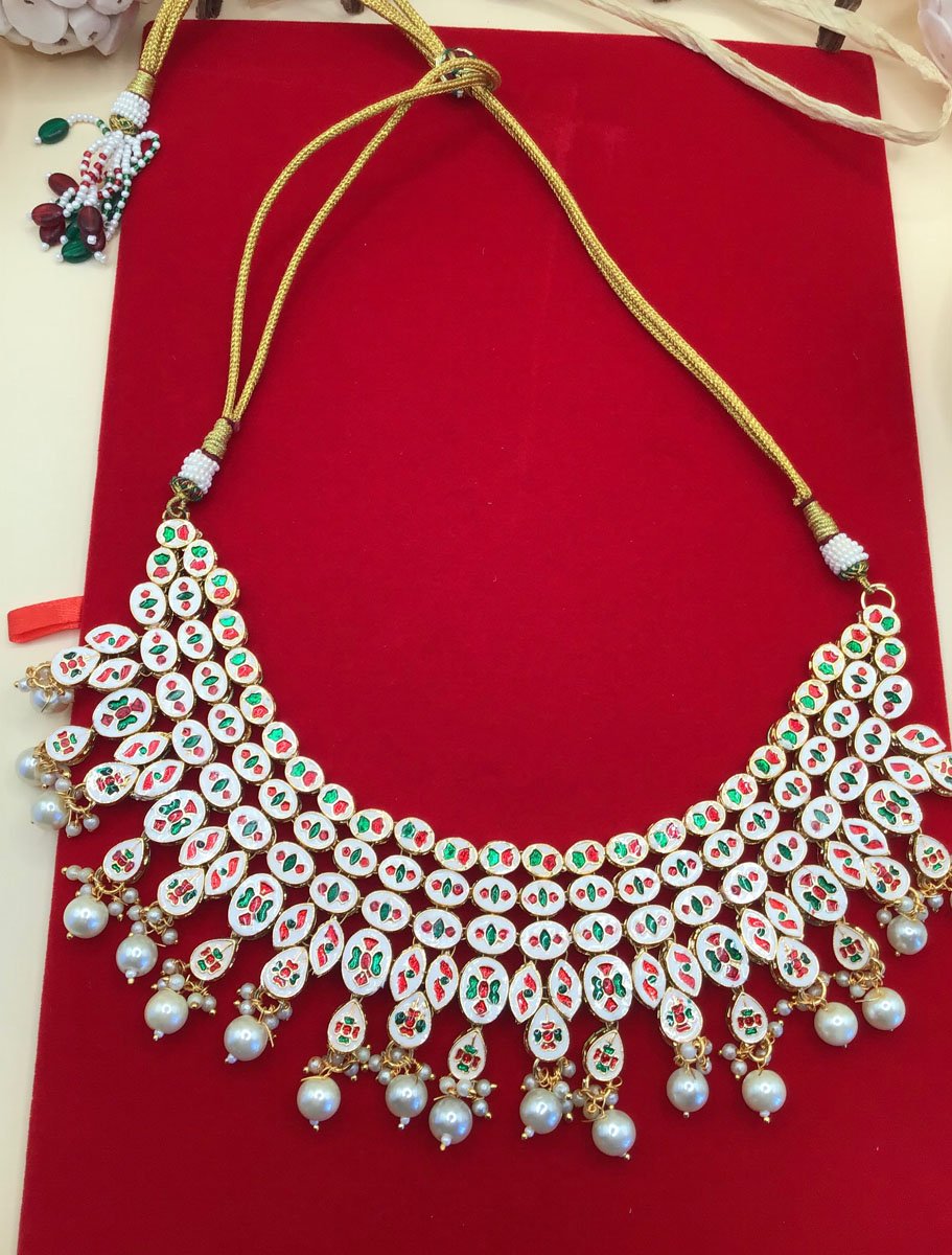 Semi Bridal Kundan Necklace Set with Maangtika