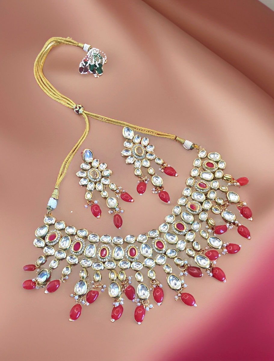 Kundan choker set with Ruby onyx beads