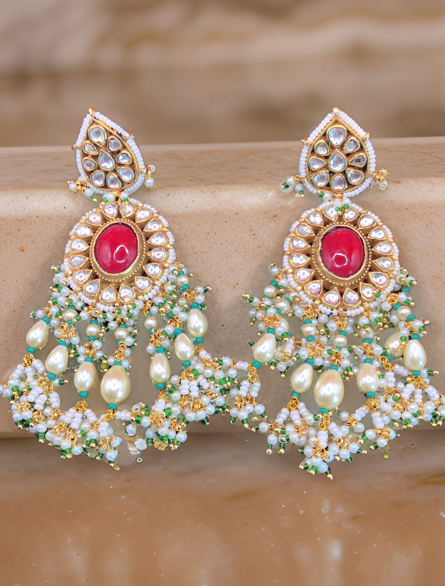 Ruby Pachi Kundan Rani Haar Necklace Set