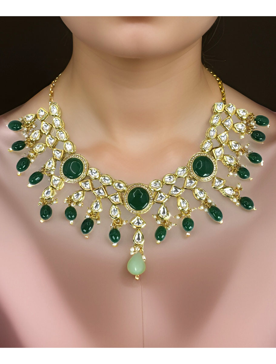 Premium Kundan Choker Set in Green