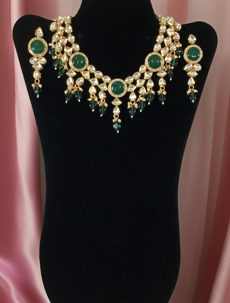 Premium Kundan Choker Set in Green