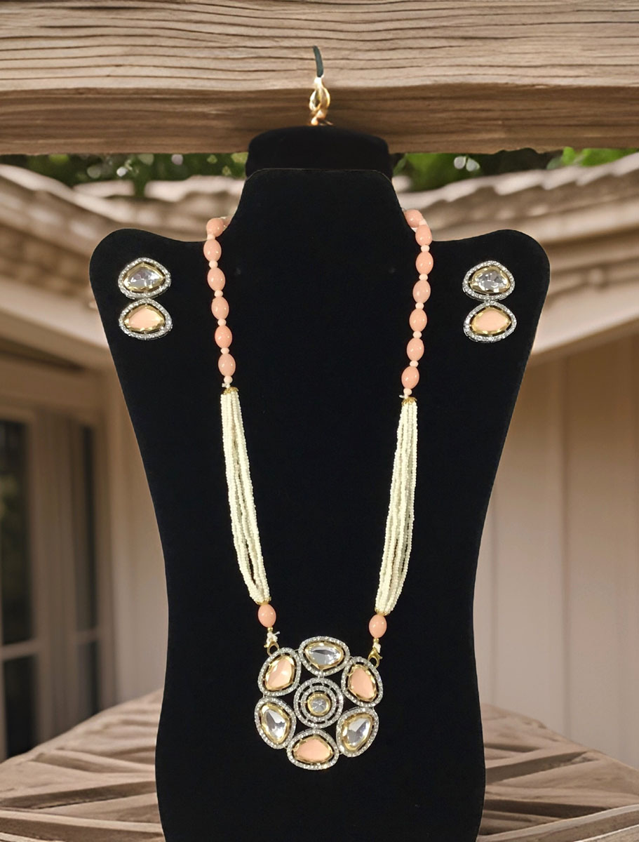 Kundan Pearl Long necklace set