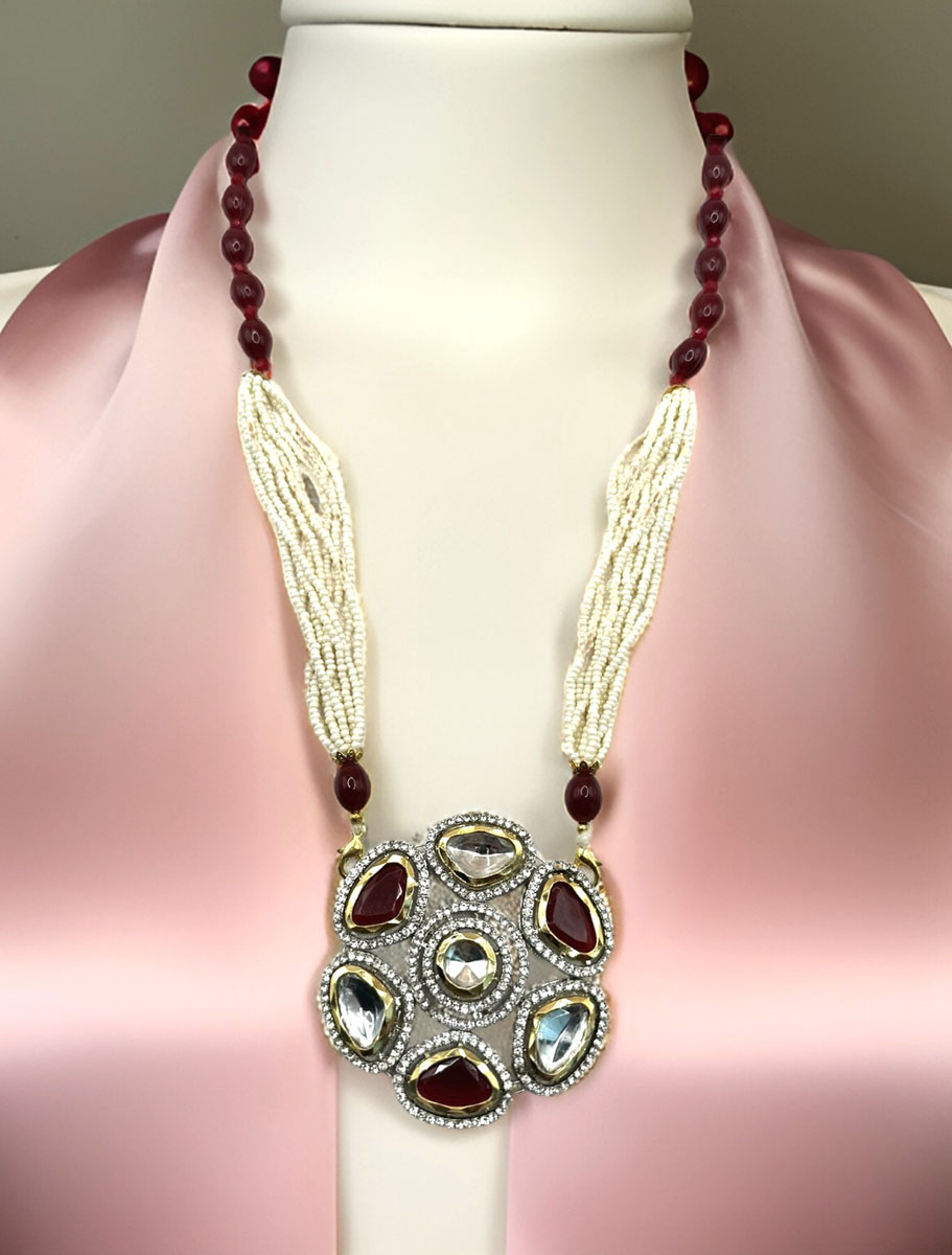 Pearl Kundan Necklace set with Pendant