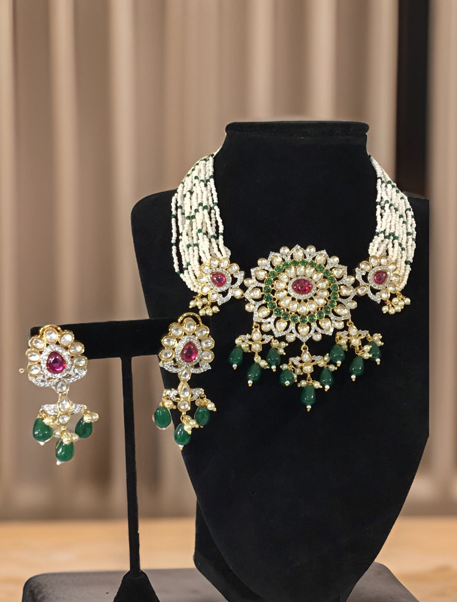 Pachi Kundan Choker with Emerald/Ruby colored stones