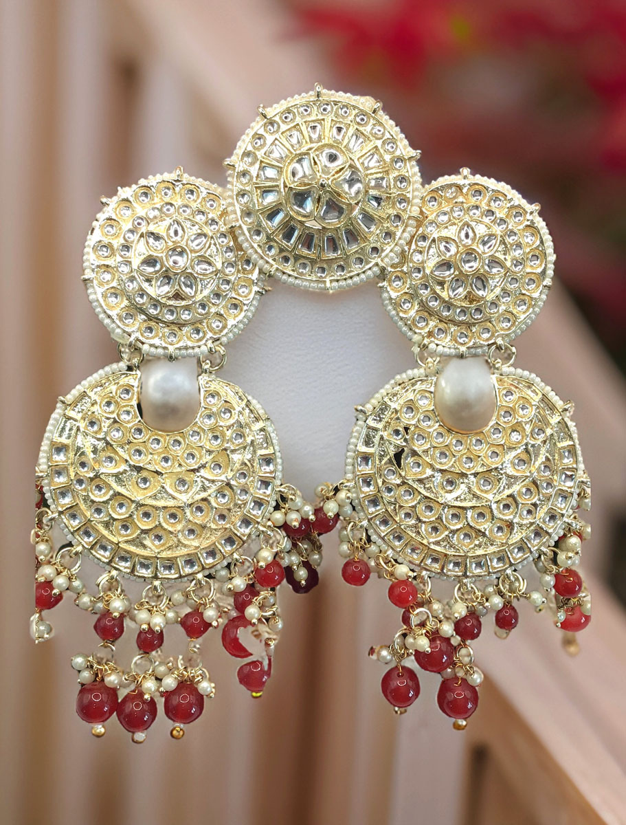 Fancy Kundan Earrings with matching Ring