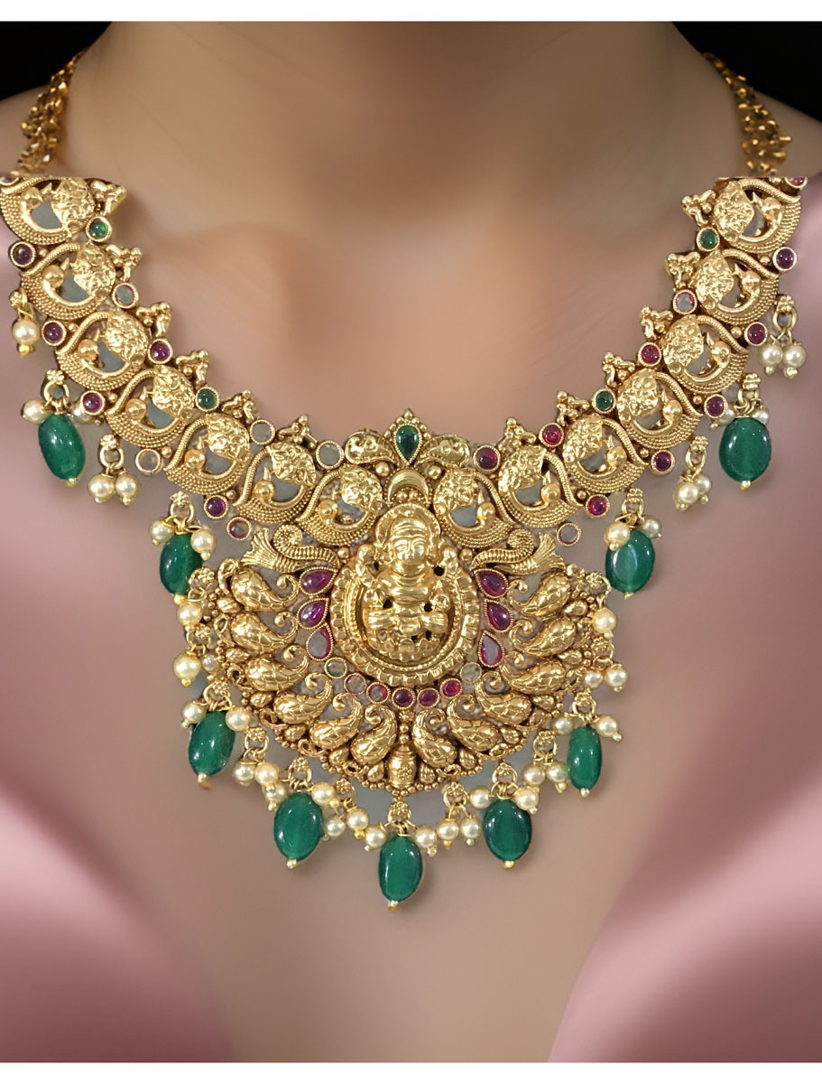 Traditional Nakshi Art Temple Necklace Set