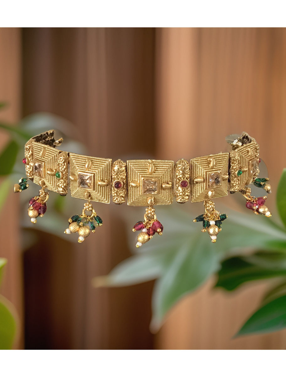 Rajwadi Choker Set with Ruby stones