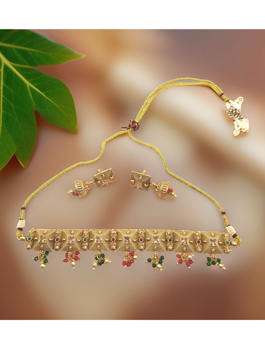 Rajwadi Choker Set with Ruby stones