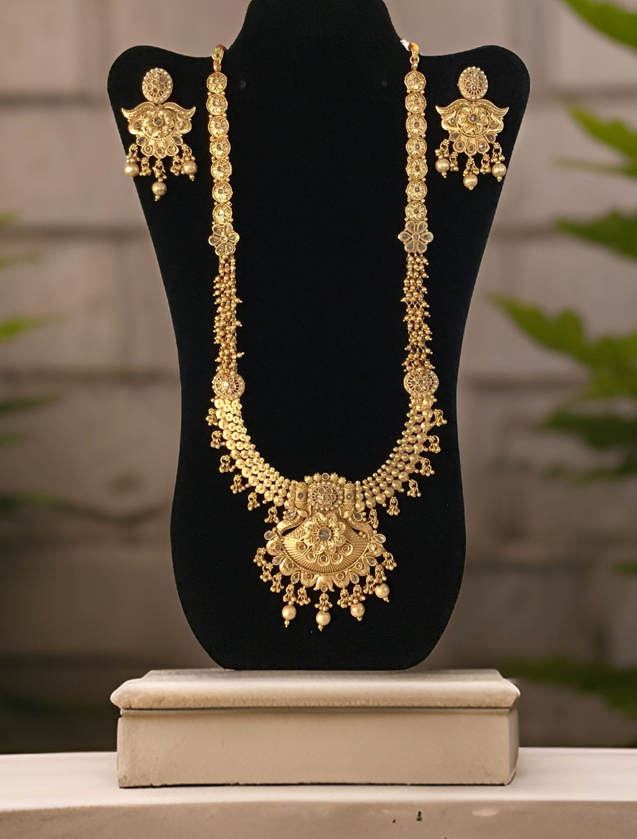 Antique 22carat Gold Finish Cluster Golden Pearls Rajwadi Rani Haar