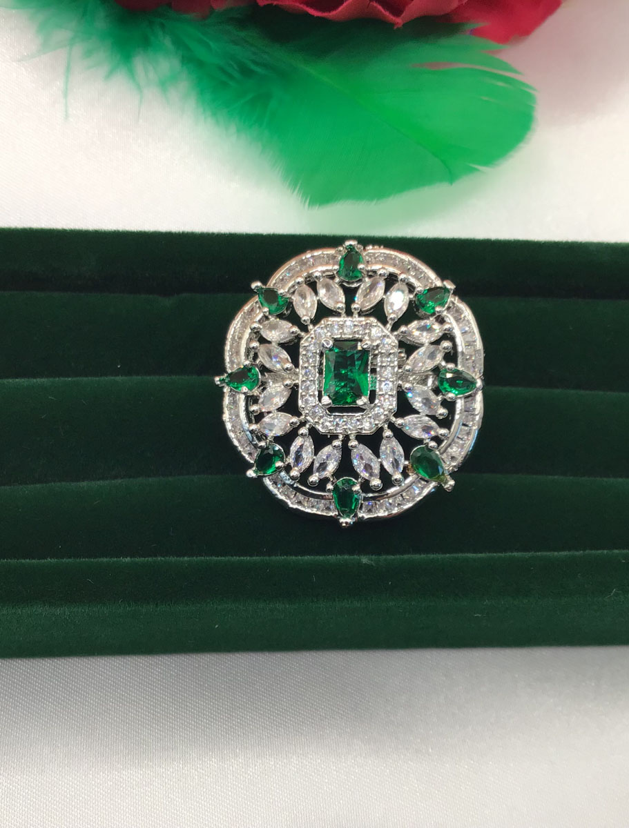 Ruby and Emerald Green AD/CZ Fashionable Ring