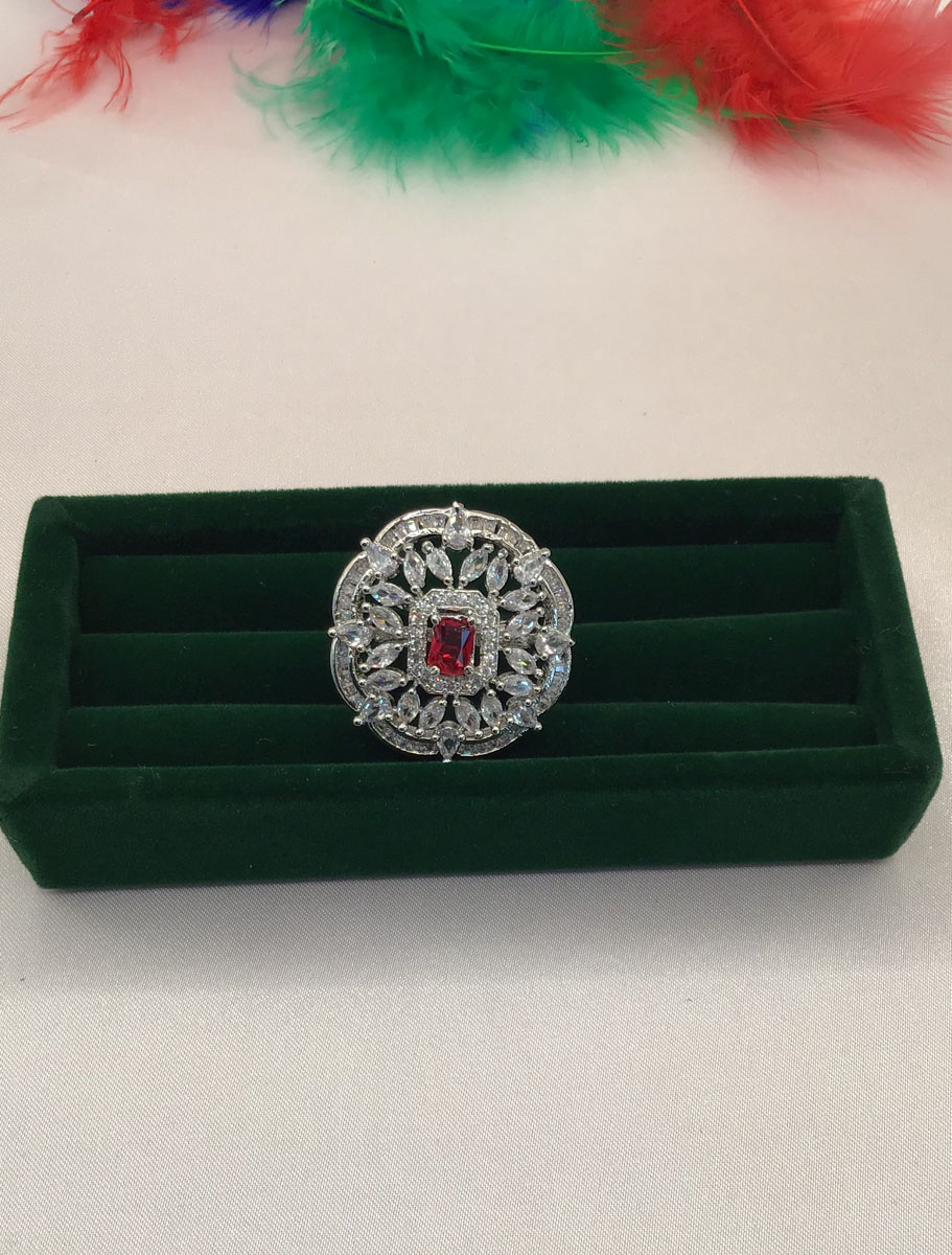 Ruby and Emerald Green AD/CZ Fashion Ring