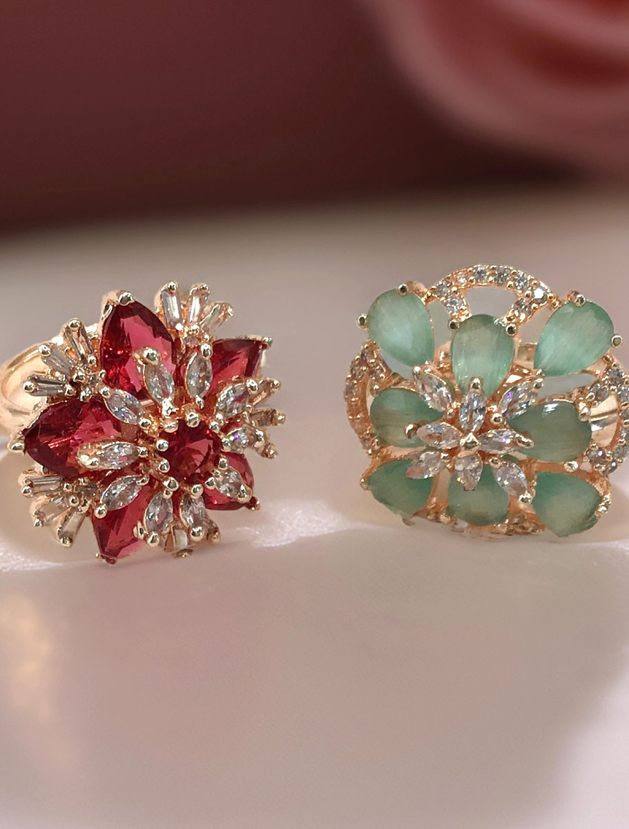 Ruby and Emerald Green AD/CZ stones Ring