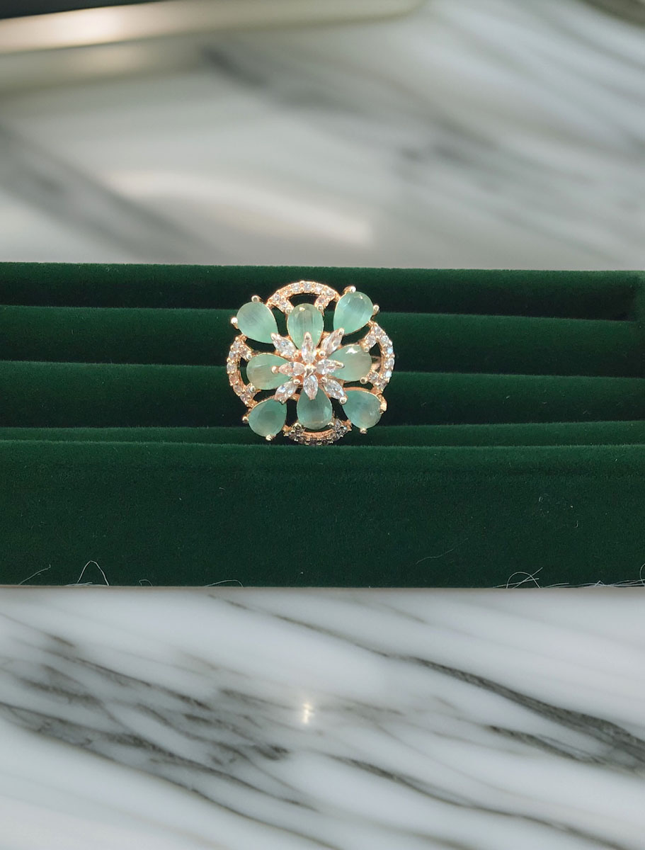 Ruby and Emerald Green AD/CZ stones Ring