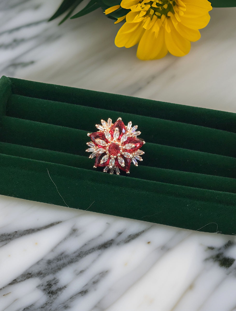 Ruby and Emerald Green AD/CZ stones Ring