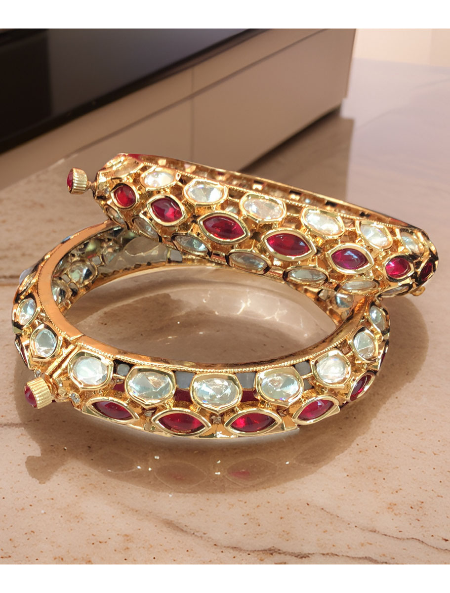 24 carat polish Rajwadi Style AD Bangles/Kada