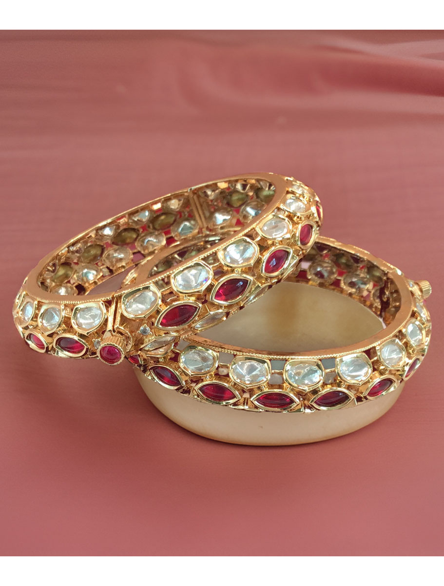 24 carat polish Rajwadi Style AD Bangles/Kada