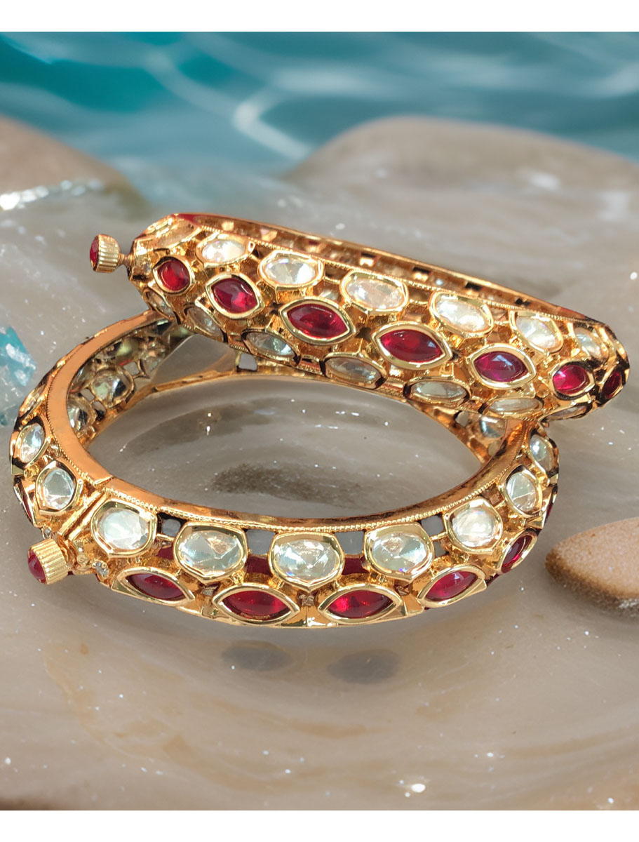 24 carat polish Rajwadi Style AD Bangles/Kada