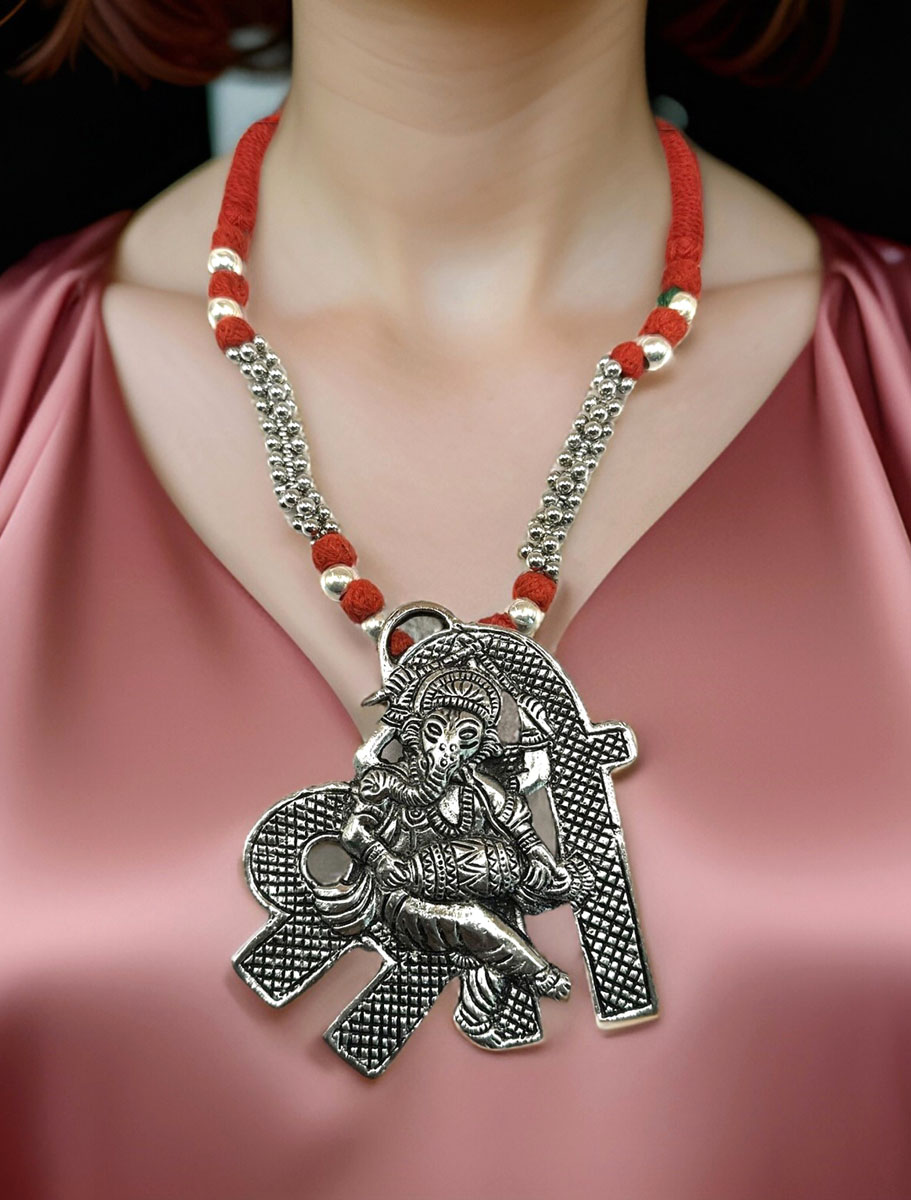 Ganesh Ji German Silver Necklace Set