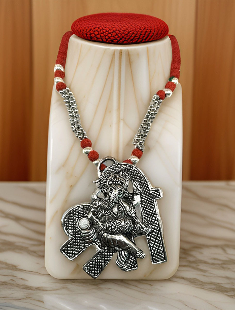 Ganesh Ji German Silver Necklace Set