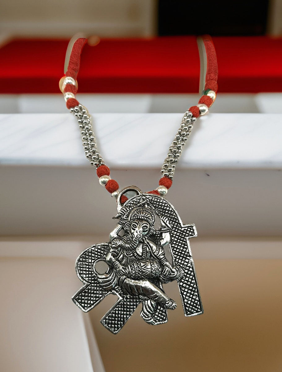 Ganesh Ji German Silver Necklace Set