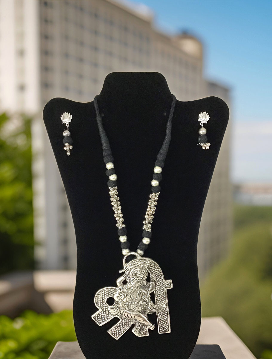 Ganesh Ji German Silver Necklace Set