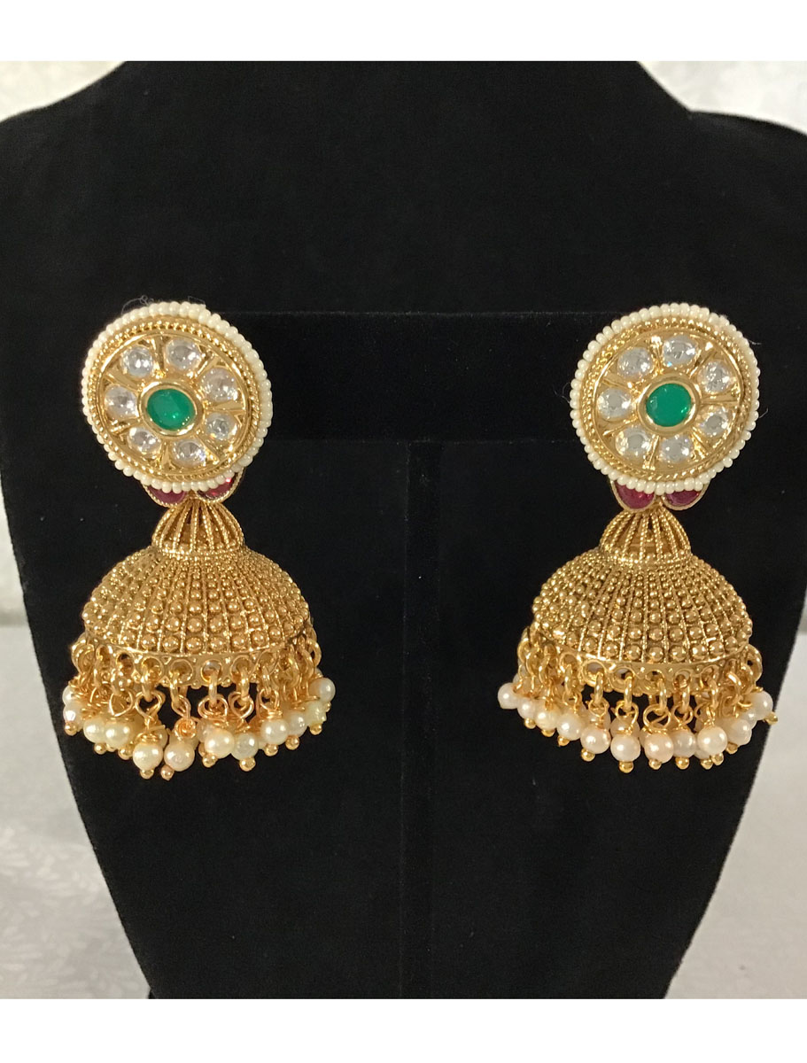 Antique Gold CZ Rajwadi Necklace Set