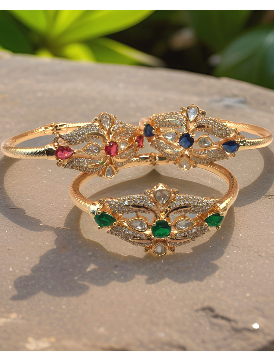 Kundan/CZ Bracelets in Gold Polish