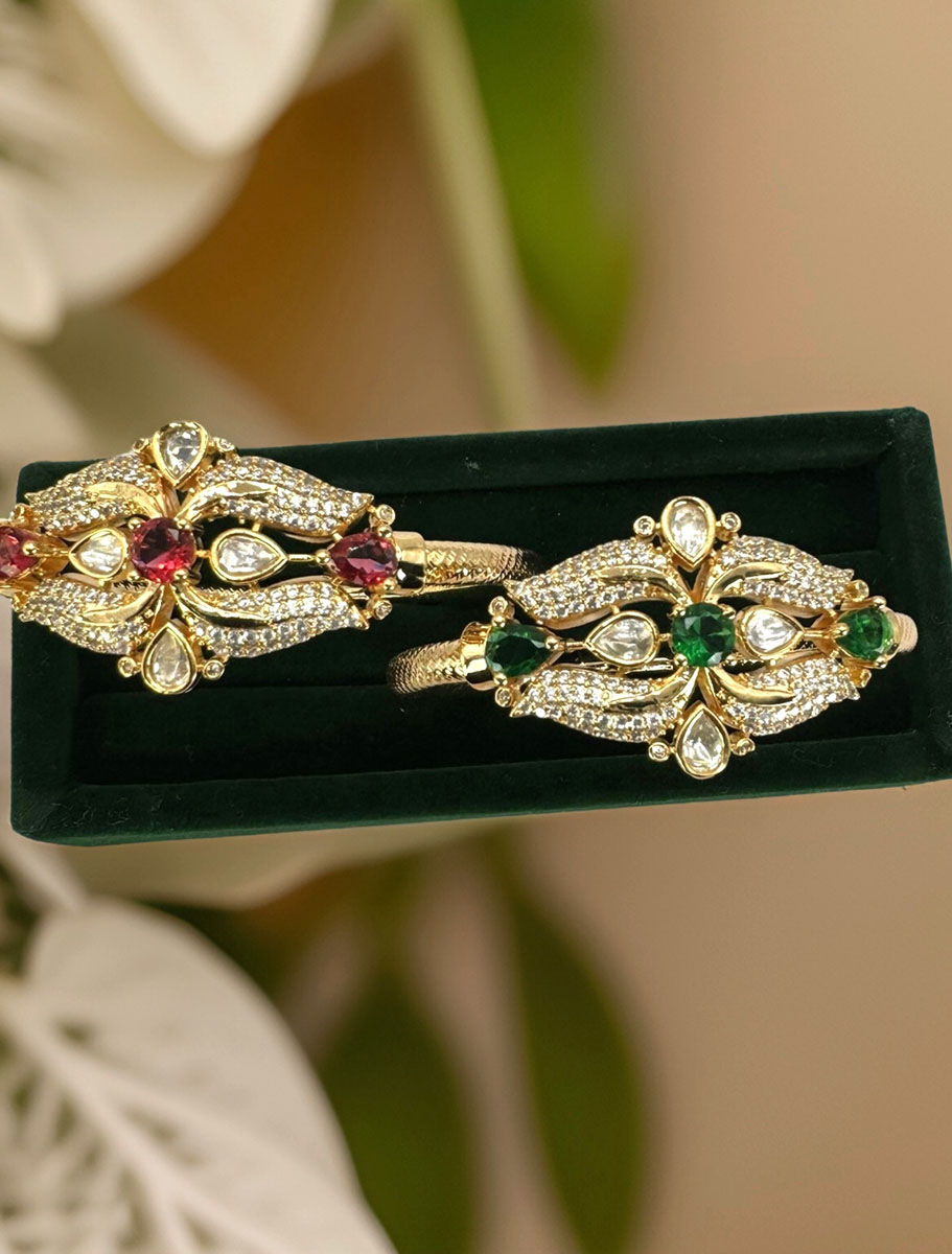 Kundan/CZ Bracelets in Gold Polish