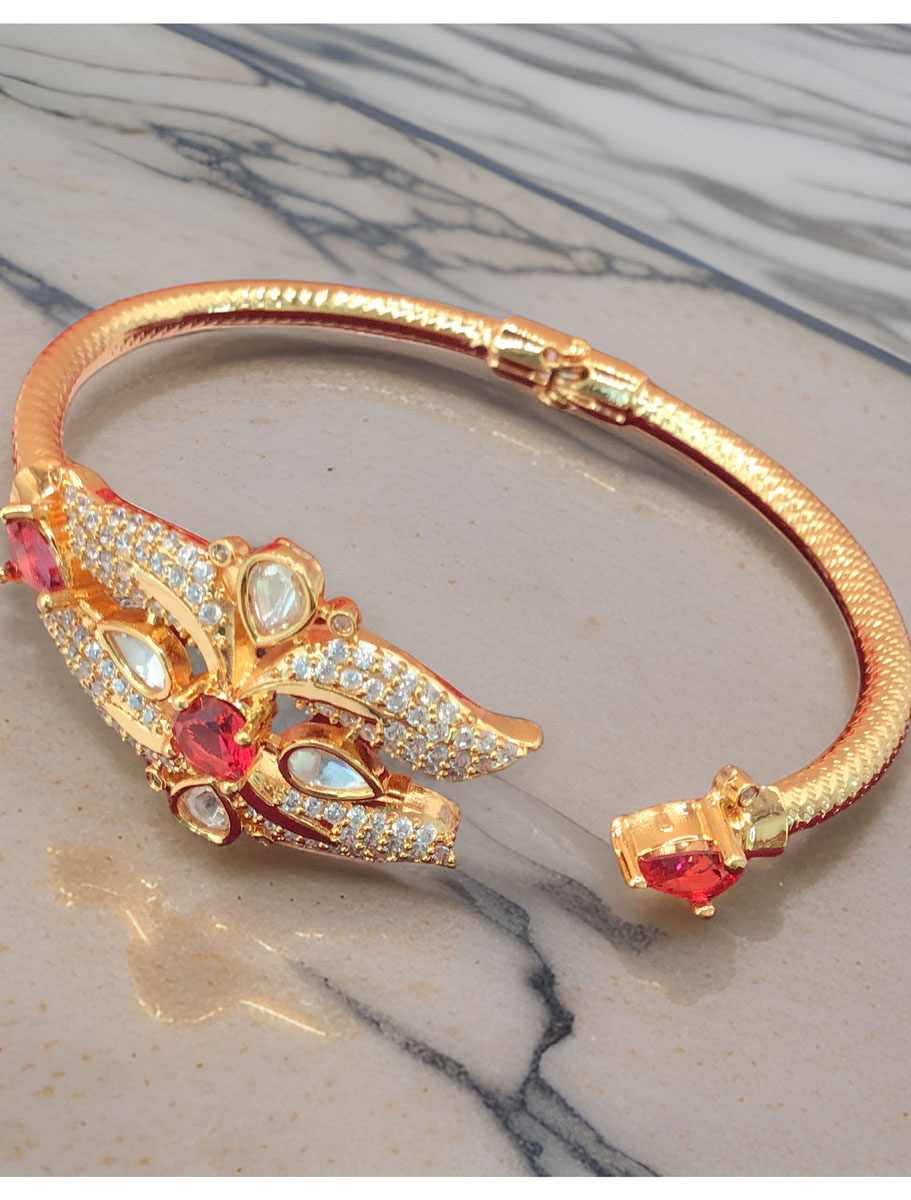 Kundan/CZ Bracelets in Gold Polish