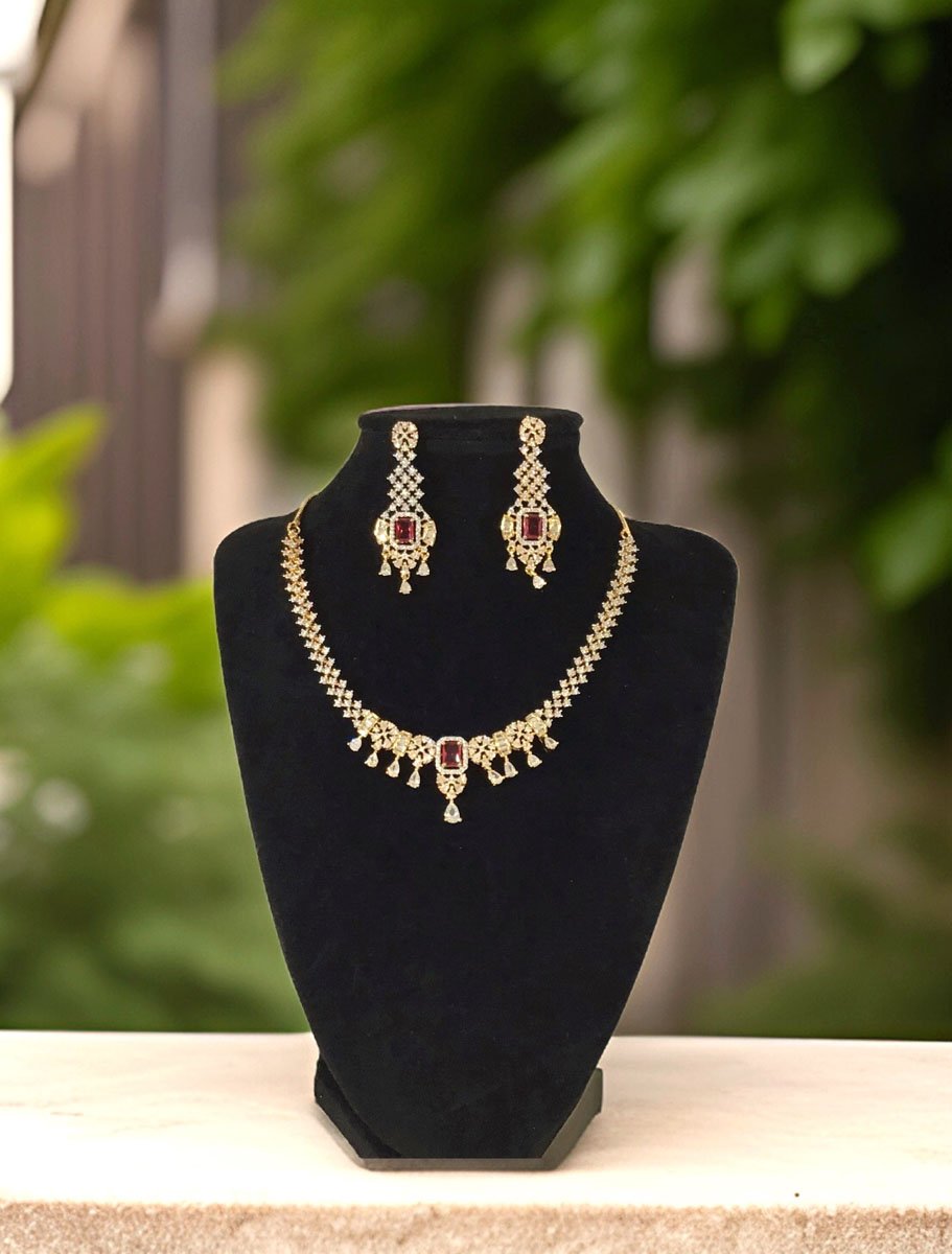 Elegant AD CZ Necklace Set