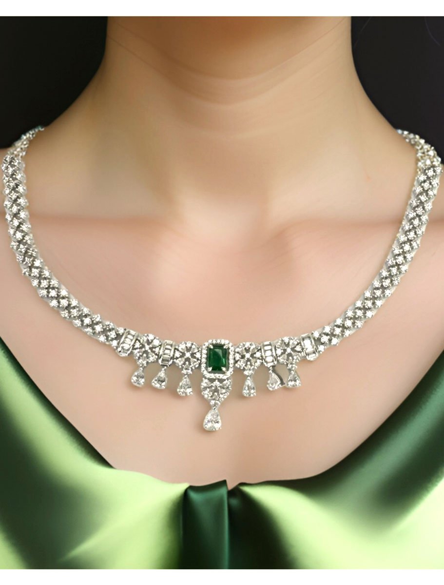 Elegant AD CZ Necklace Set