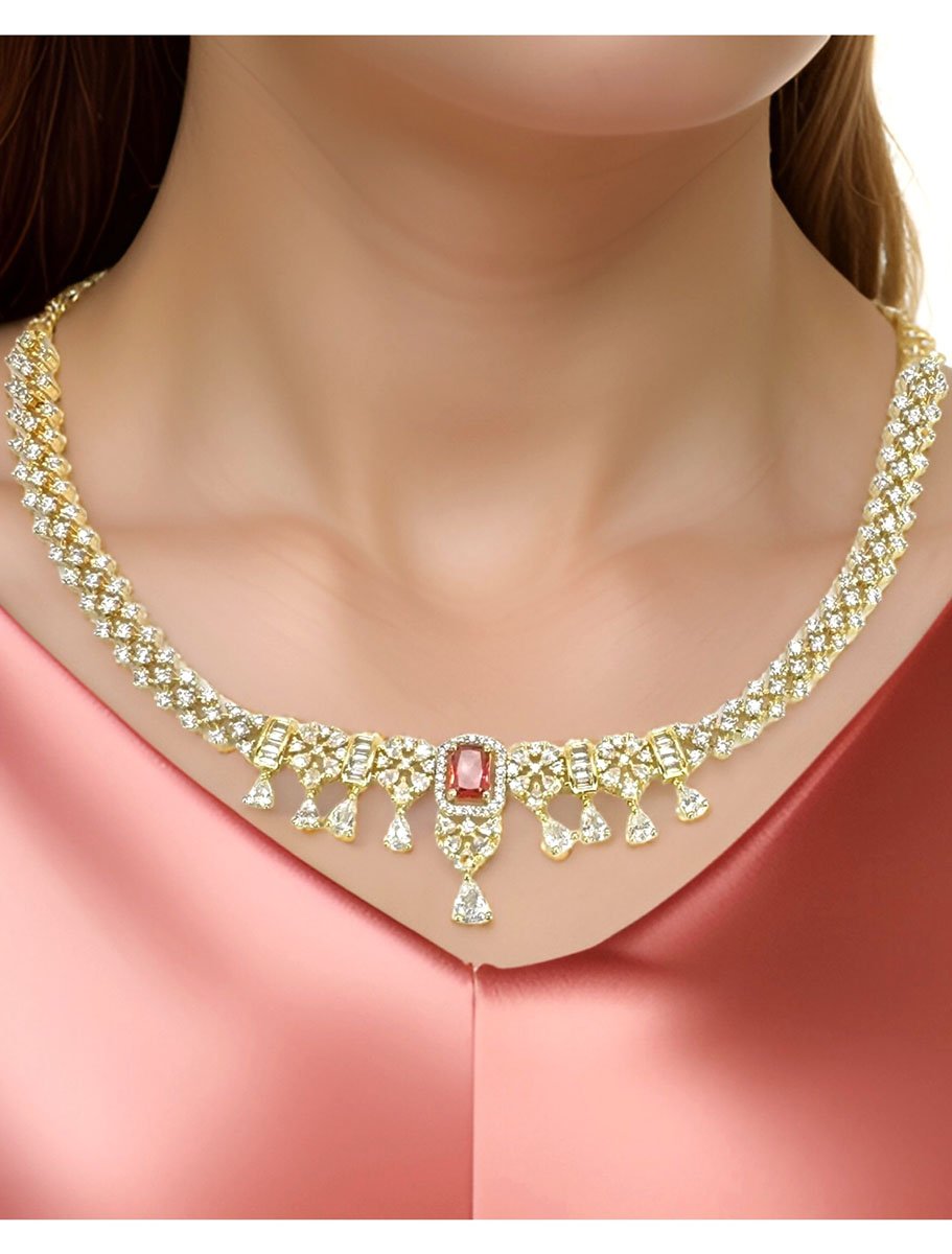 Elegant AD CZ Necklace Set