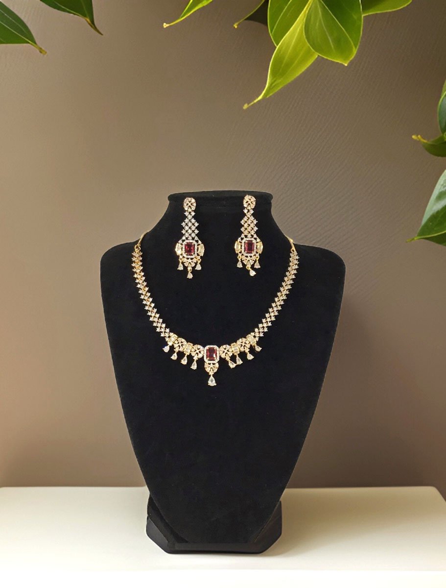 Elegant AD CZ Necklace Set