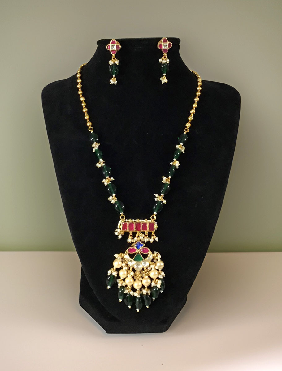 Emerald Green Pachi Kundan Set