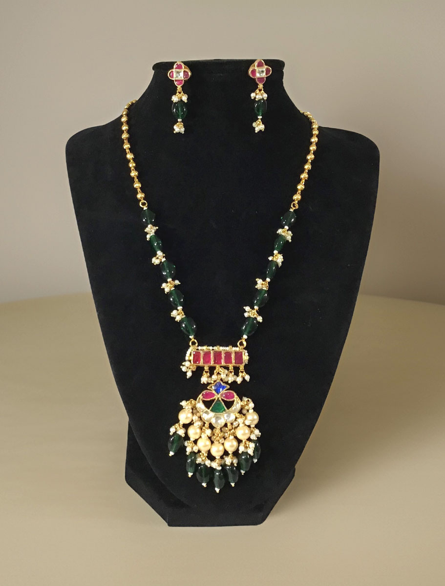 Emerald Green Pachi Kundan Set