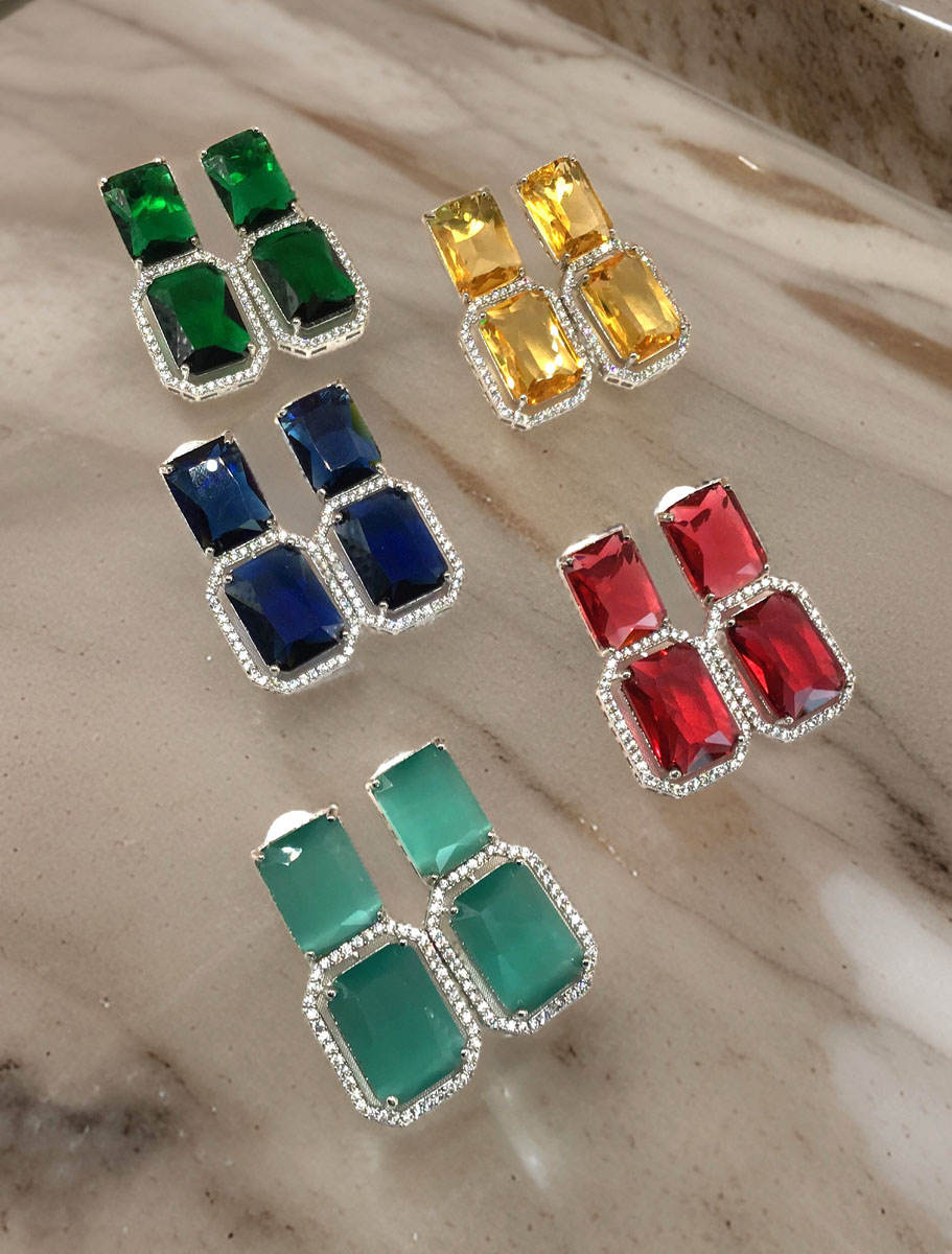 Solid Color AD CZ Earrings