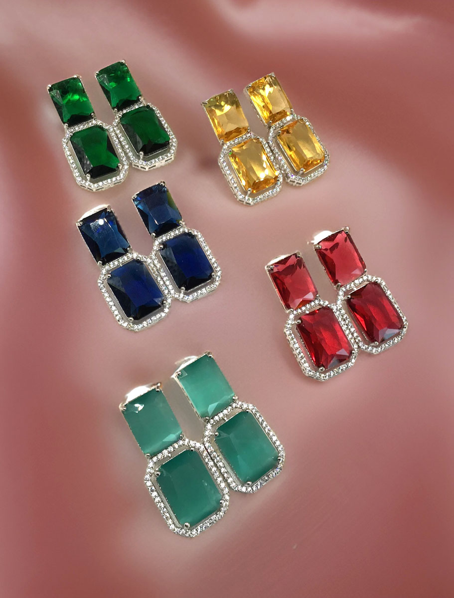 Solid Color AD CZ Earrings