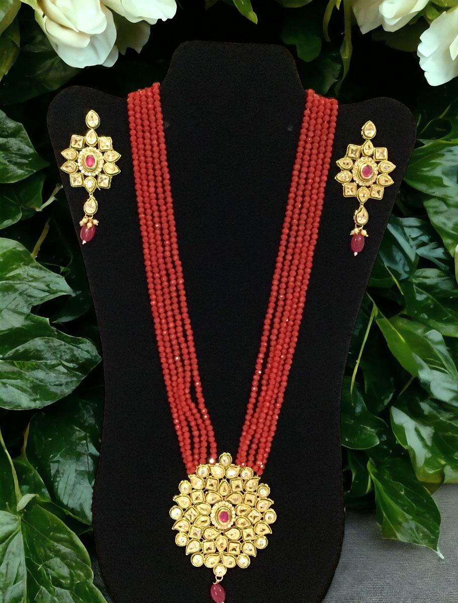 Meenakari Pendant Long Necklace Set