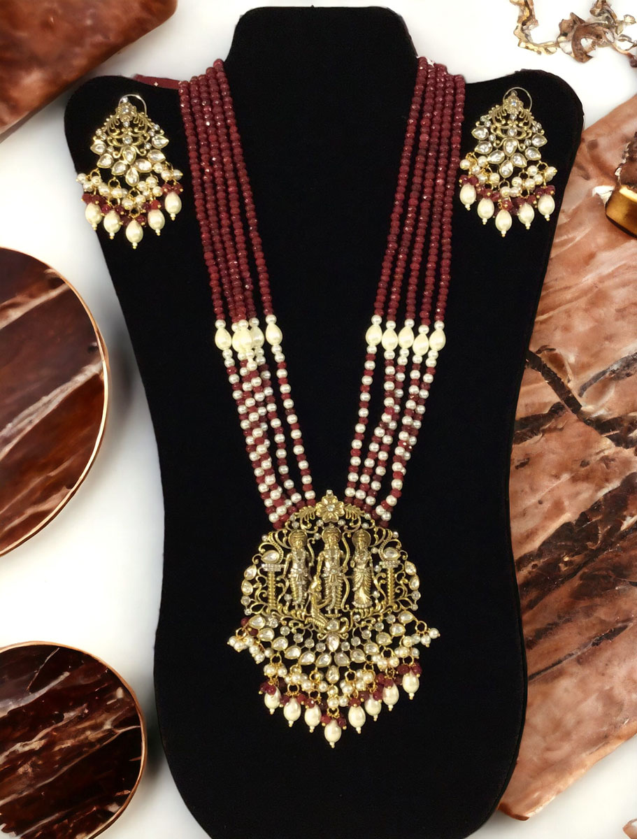 Temple Polki Kundan Rani haar set