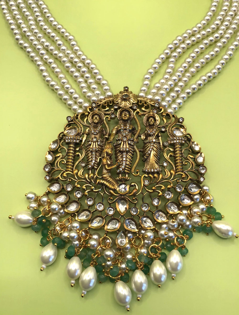 Temple Polki Kundan Rani haar set