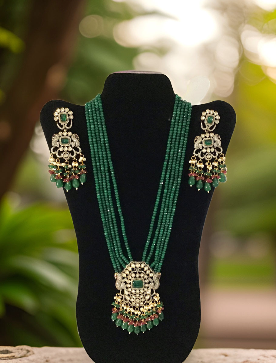 Emerald Victorian Long Necklace set