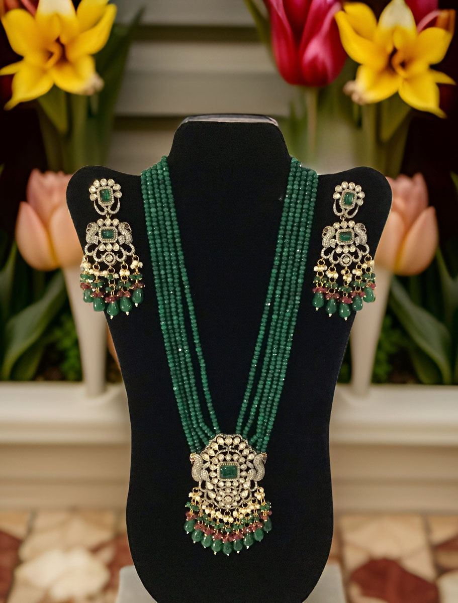 Emerald Victorian Long Necklace set