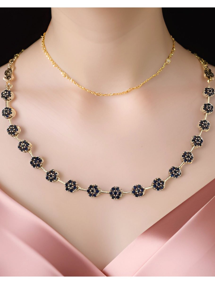 Elegant Flower Design AD Necklace Set