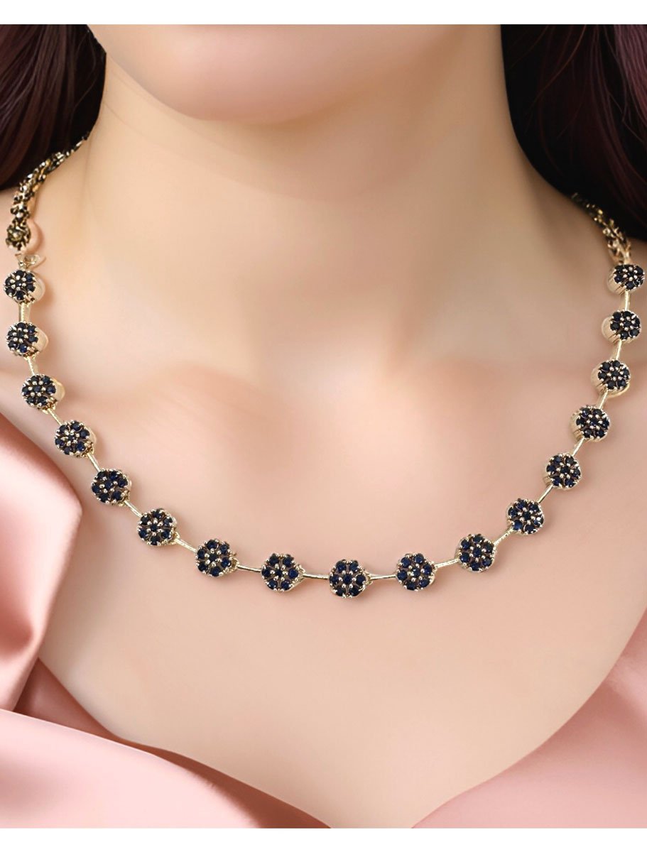 Elegant Flower Design AD Necklace Set