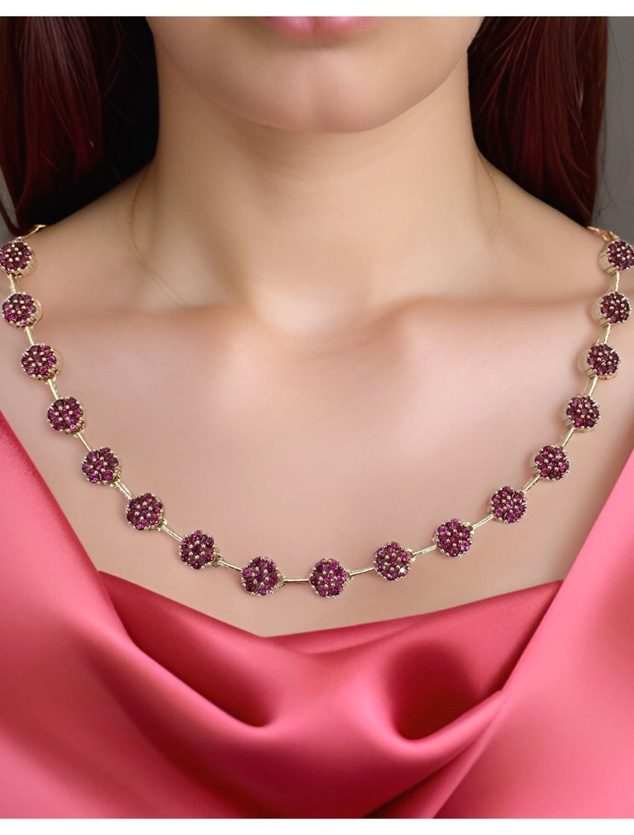 Elegant Flower Design AD Necklace Set