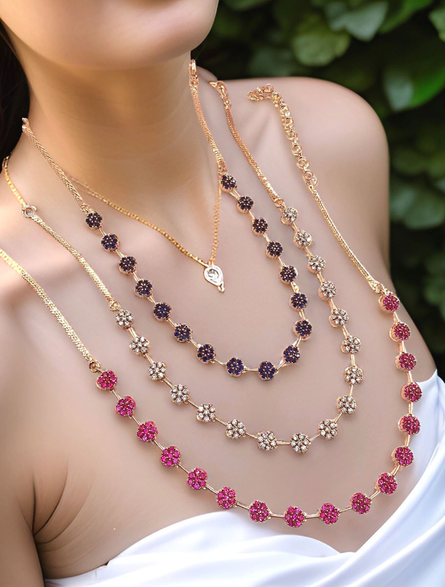 Elegant Flower Design AD Necklace Set