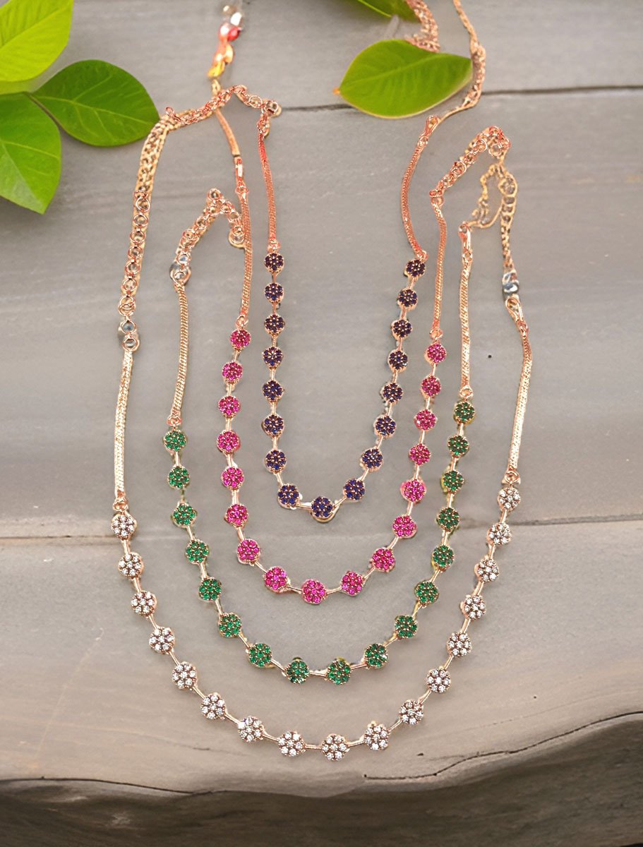 Elegant Flower Design AD Necklace Set