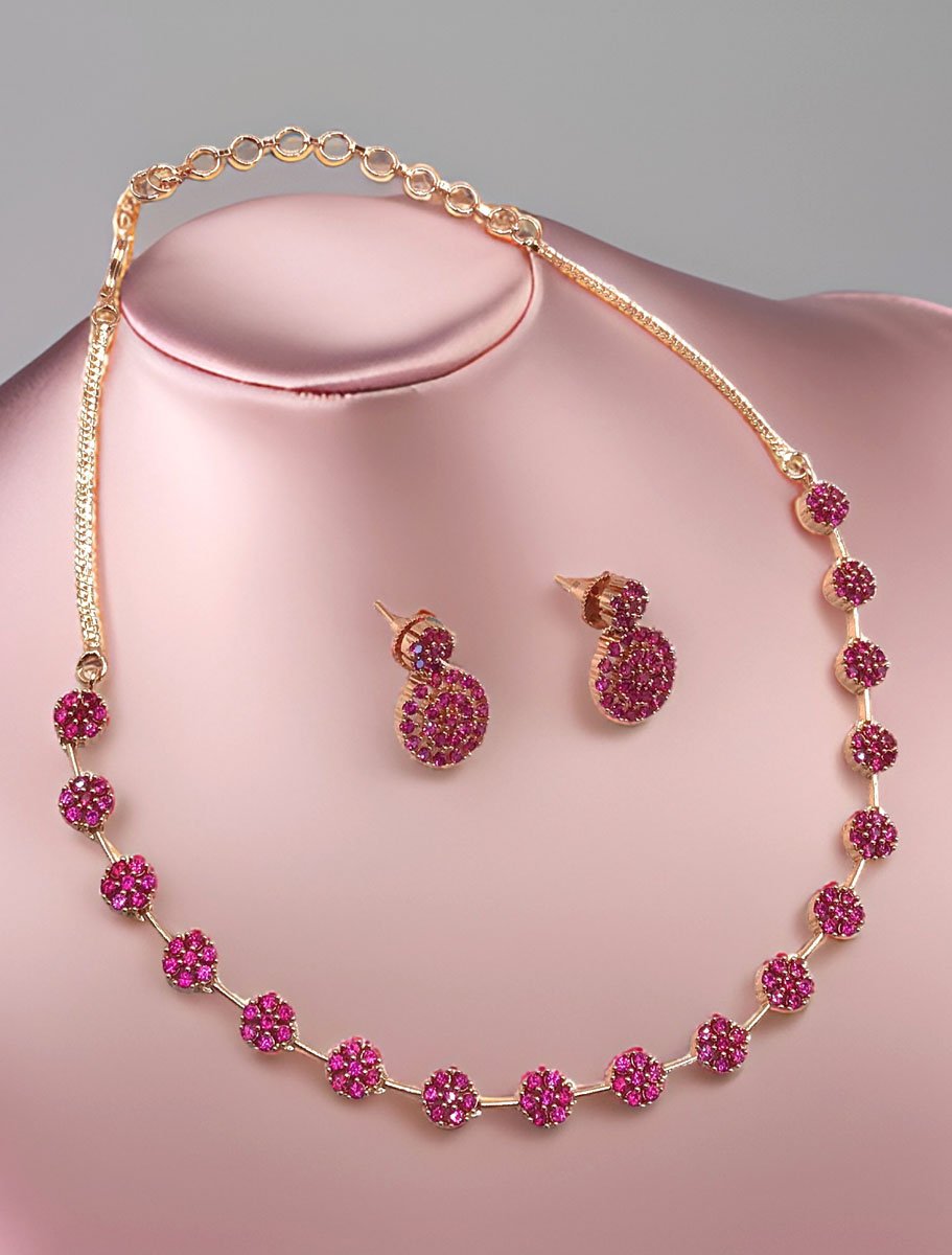 Elegant Flower Design AD Necklace Set